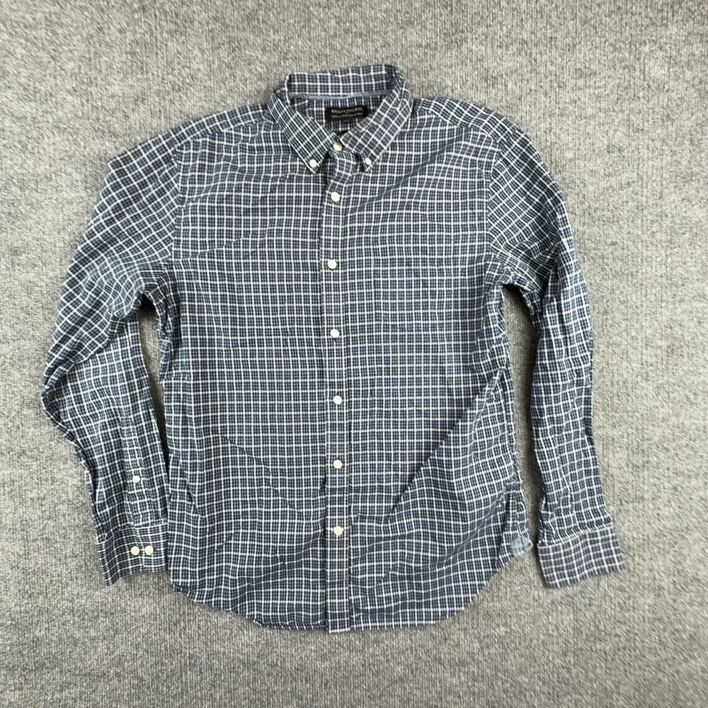Banana Republic Shirt Mens Large Blue Check Long Sleeve Button Down Slim Fit
